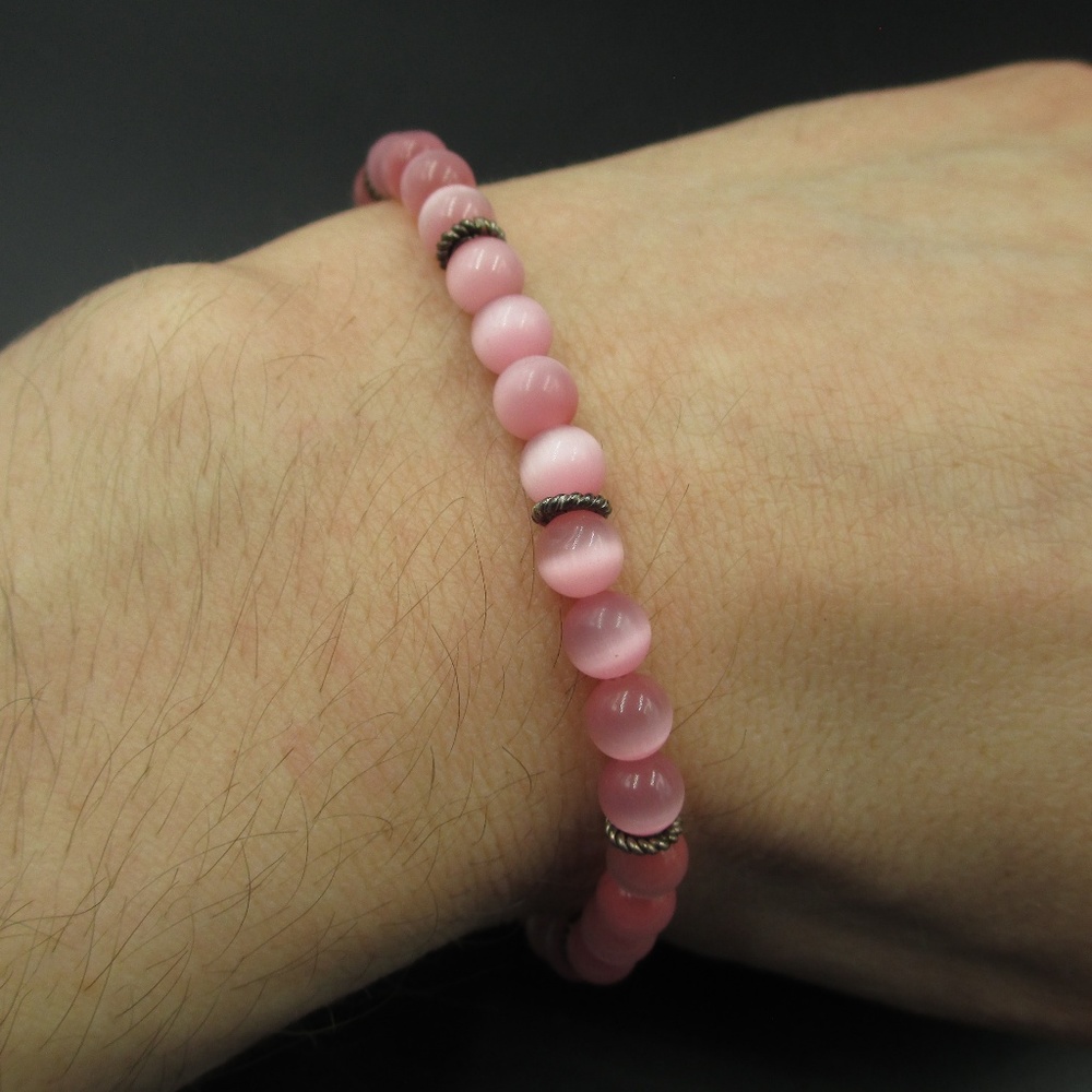 8 Inch Sterling Silver Pink Breast Cancer Bracelet